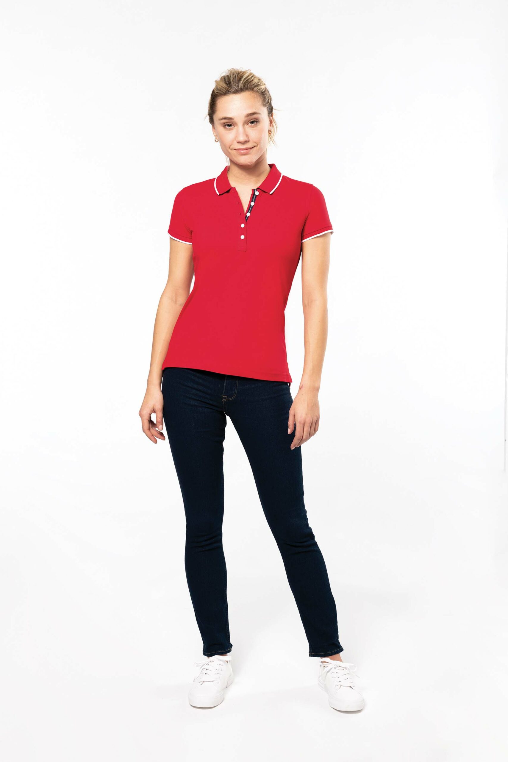 Ladies' short-sleeved piqué knit polo shirt - Image 2