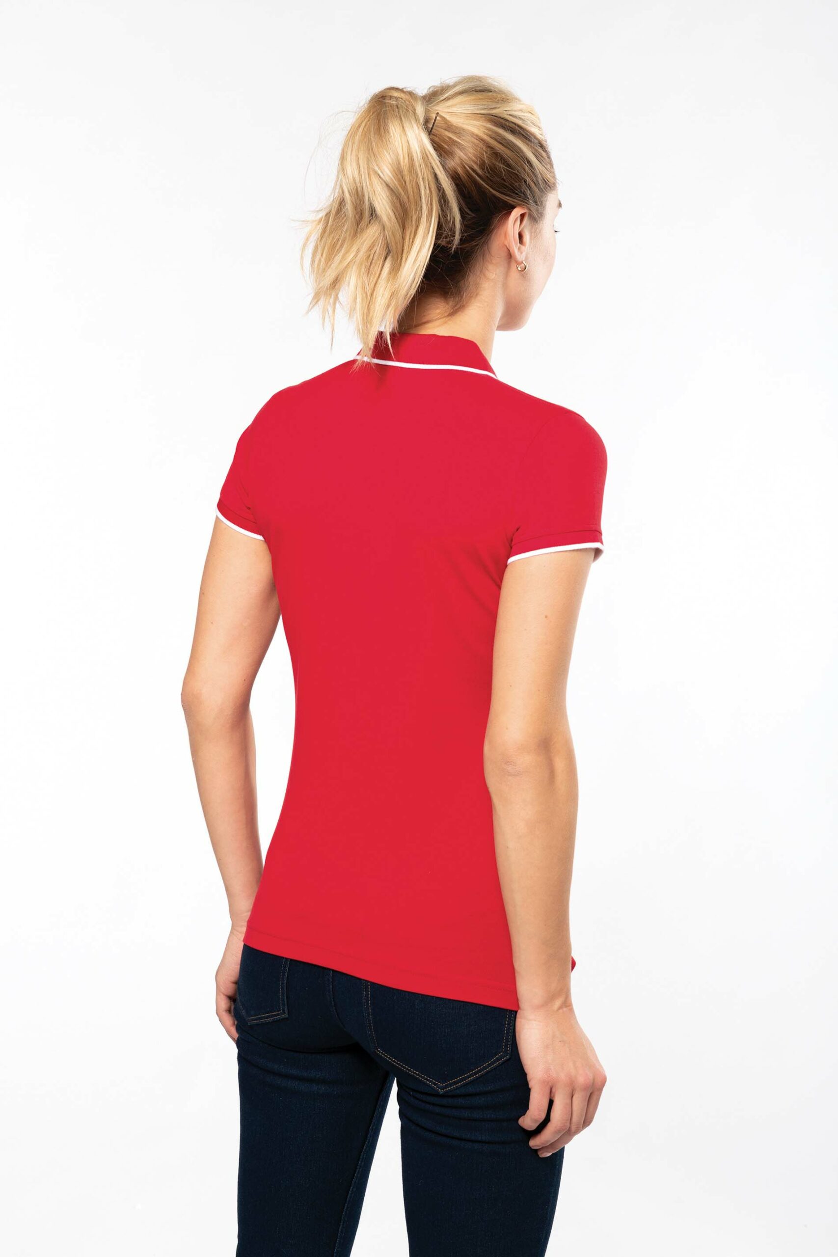 Ladies' short-sleeved piqué knit polo shirt - Image 5