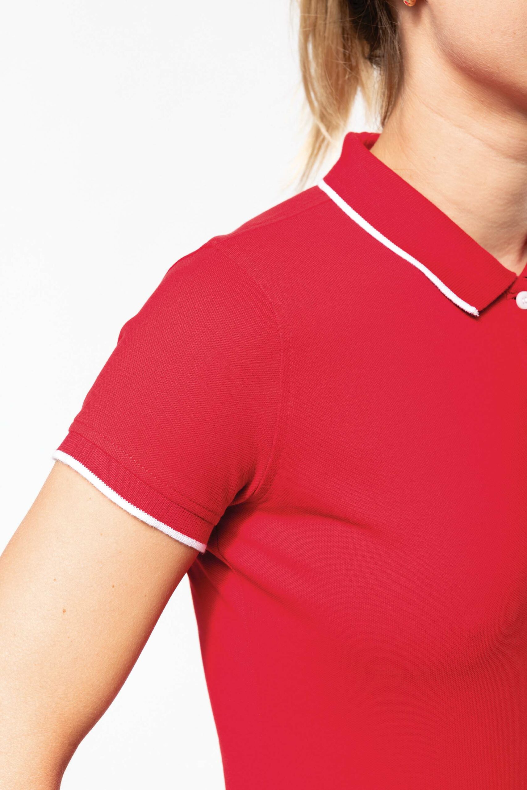 Ladies' short-sleeved piqué knit polo shirt - Image 7