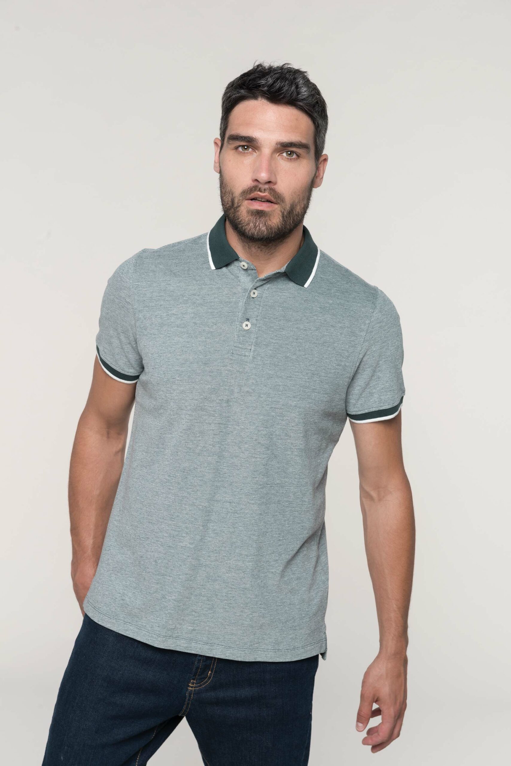 Men's two-tone marl polo shirt